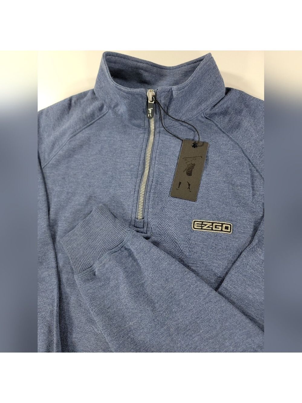 NEW MENS FAIRWAY & GREENE F &G TECH BLUE 1/4 ZIP SWEATSHIRT EZGO GOLF CART LARGE